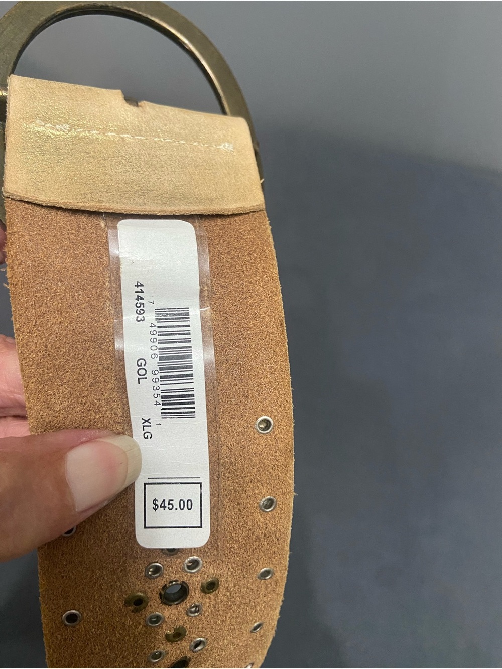 New CALVIN KLEIN Vintage Leather Studded Distressed Gold Belt Wide Boho XL Retro - Picture 10 of 13